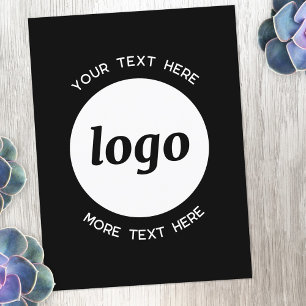 Carte Postale Logo Texte promotionnel Business Black Postcard