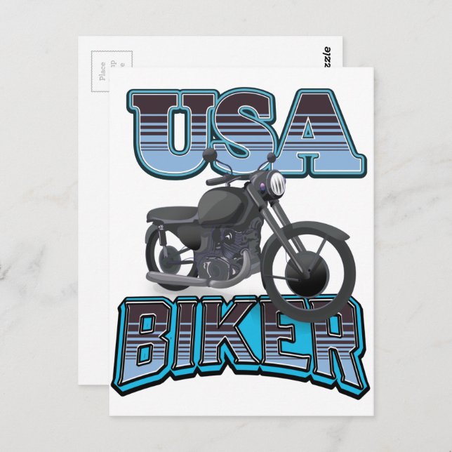 Carte Postale Logo USA Biker (Devant / Derrière)
