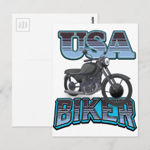 Carte Postale Logo USA Biker