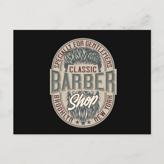 Carte Postale Logo vintage Barbershop (Devant)