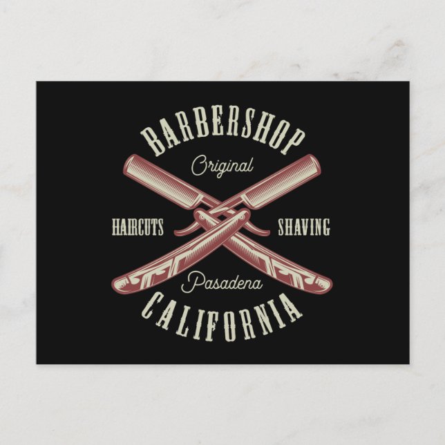 Carte Postale Logo vintage Barbershop (Devant)