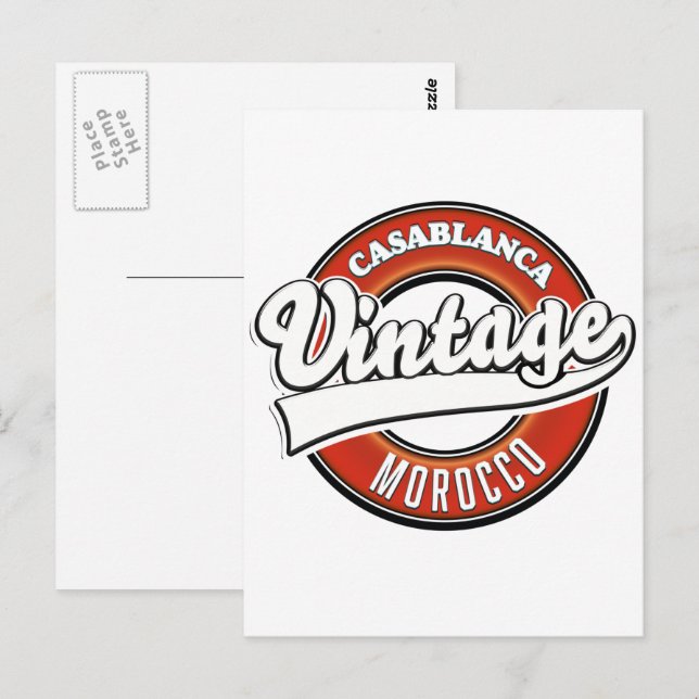 Carte Postale Logo Vintage Casablanca Maroc (Devant / Derrière)