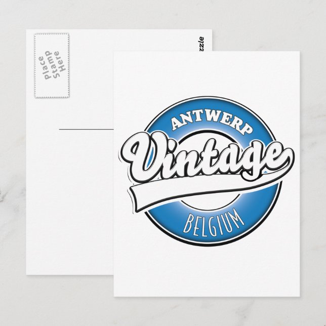 Carte Postale Logo vintage d'Anvers Belgique (Devant / Derrière)