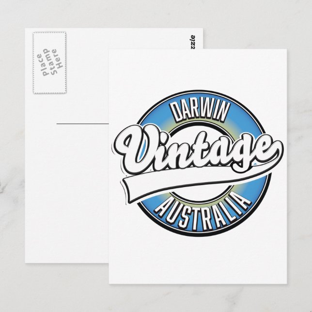 Carte Postale Logo vintage Darwin Australie (Devant / Derrière)