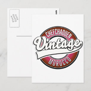 Carte Postale logo vintage de chefchaouen maroc