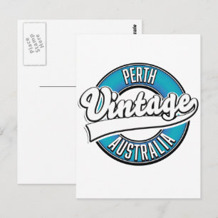 Carte Postale logo vintage de Perth Australie