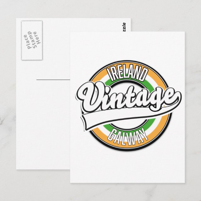 Carte Postale logo vintage Irlande Galway (Devant / Derrière)