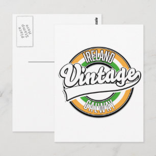 Carte Postale logo vintage Irlande Galway