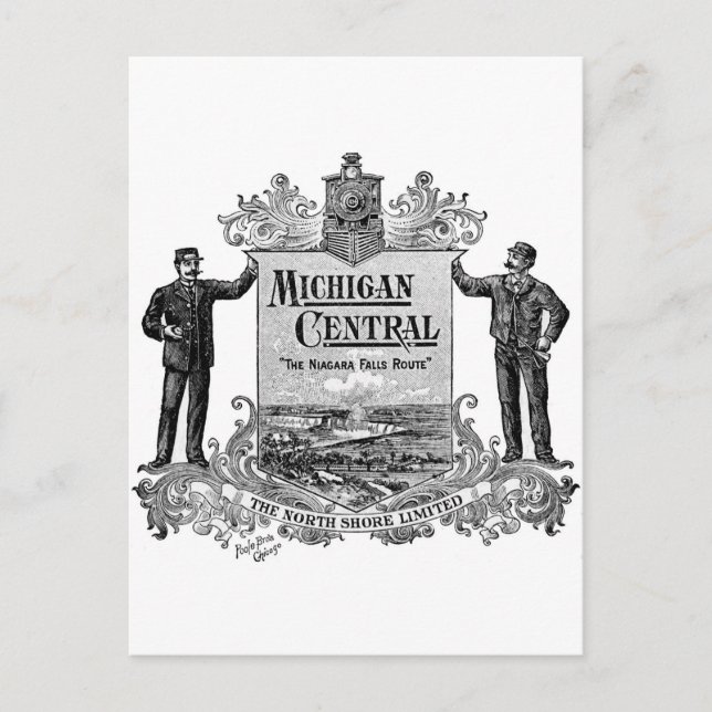 Carte Postale LOGO vintage MICHIGAN CENTRAL RAILROAD (Devant)