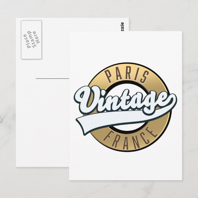 Carte Postale Logo vintage Paris France (Devant / Derrière)