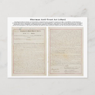 Carte Postale Loi Sherman antitrust 2 juillet 1890