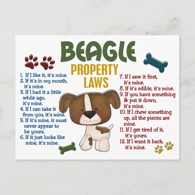Carte Postale Lois sur la propriété beagle 4 (Devant)