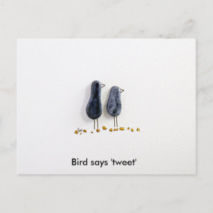 Carte Postale L'oiseau dit 'tweet' joli couple en céramique bleu