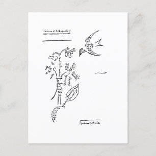 Carte Postale L'oiseau et le bouquet, par Apollinaire