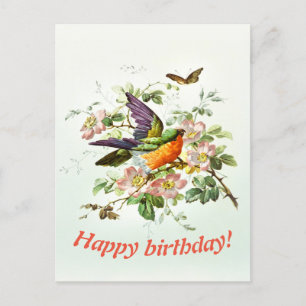 Carte Postale L'oiseau et le papillon, Anniversaire