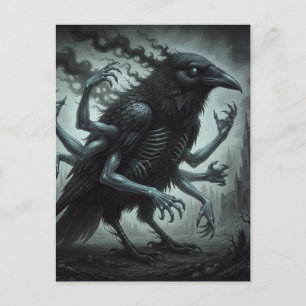 Carte Postale L'oiseau noir aux bras humains dark fantasy