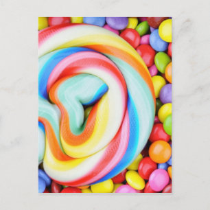Carte Postale Lollipop Et Smarties Multicolores