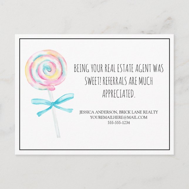 Carte Postale Lollipop Références Immobilières Marketing (Devant)
