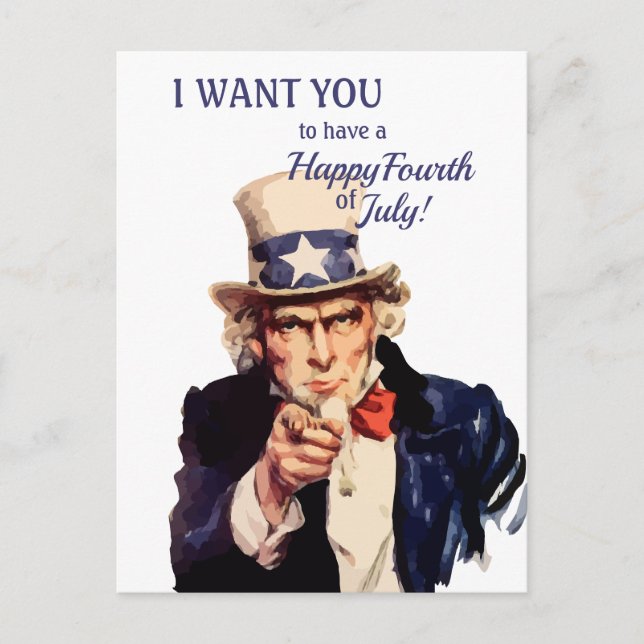 Carte Postale L'oncle Sam d'Amérique Joyeux 14 juillet (Devant)