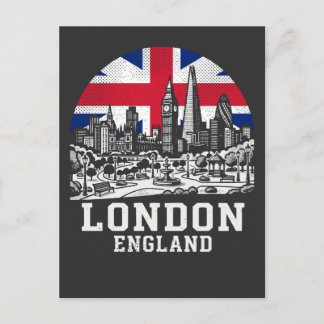 Carte Postale London City England United Kingdom Flag
