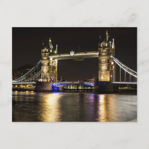Carte Postale London England Skyline Night Postcard Bridge