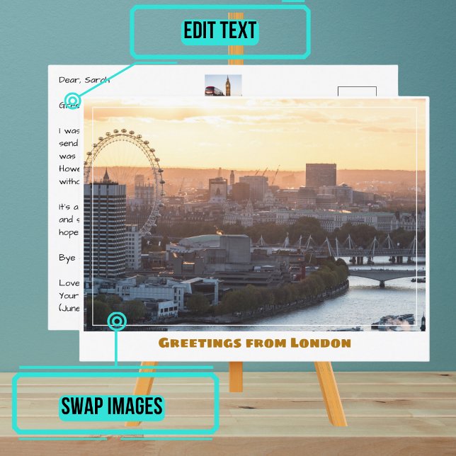 Carte Postale London Eye Over the Thames Londres Angleterre (Share your experiences with these stylish template postcards.)