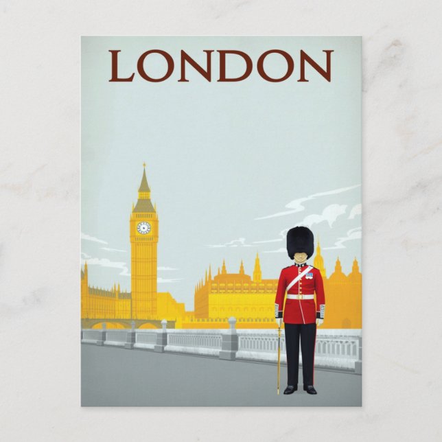 Carte Postale London Guard & Big Ben Vintage Art (Devant)