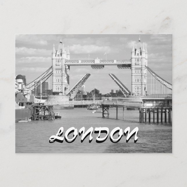 Carte postale London Open Tower Bridge noir et bla (Devant)