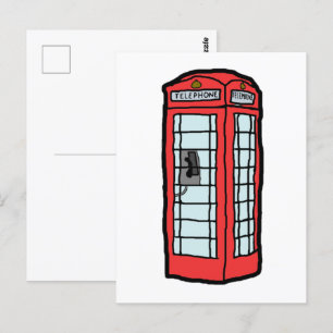 Carte Postale London Red Telephone Booth Iconic British Travel