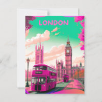 London Travel Postcard Art, London Travel Art, Ang