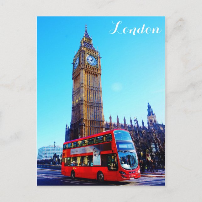 Carte Postale Londres Angleterre Big Ben Red Bus (Devant)