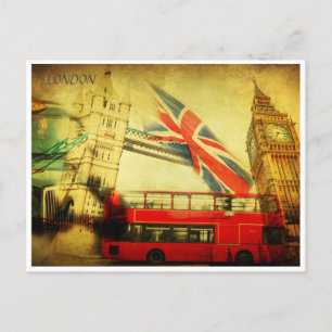 Carte Postale Londres Angleterre Retro Travel Art Vintage