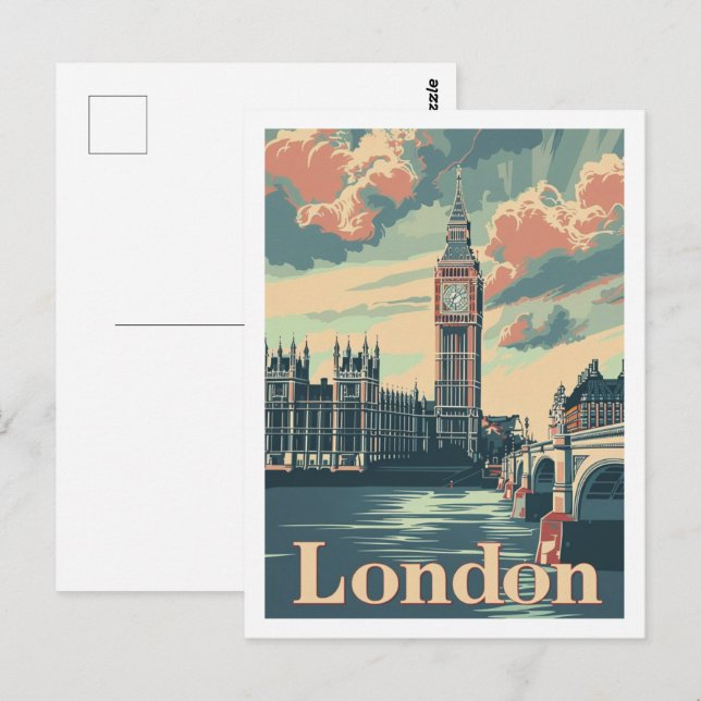 Carte Postale Londres Angleterre Royaume-Uni célèbre Vintage voy (Devant / Derrière)