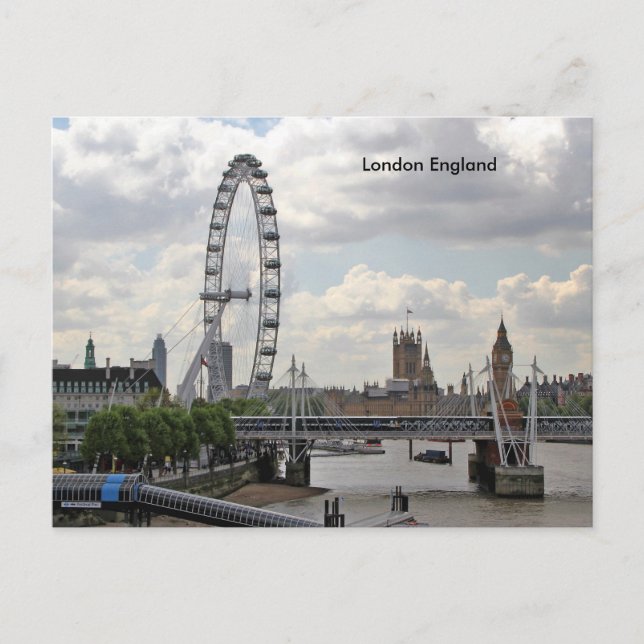 Carte Postale Londres Angleterre Skyline, Big Ben, London Eye, T (Devant)