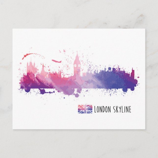Carte Postale Londres Angleterre Skyline Splash (Devant)