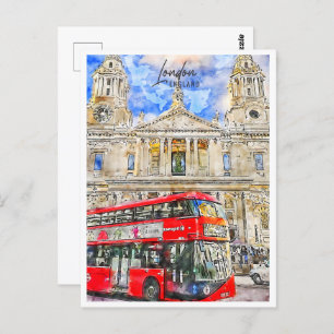 Carte Postale Londres Angleterre Travel Place Watercolor