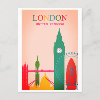 Carte Postale Londres Angleterre Vintage voyage coloré