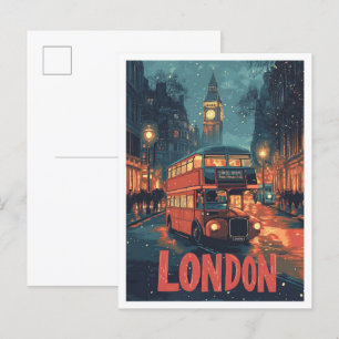 Carte Postale Londres Angleterre Voyage Vintage Illustration