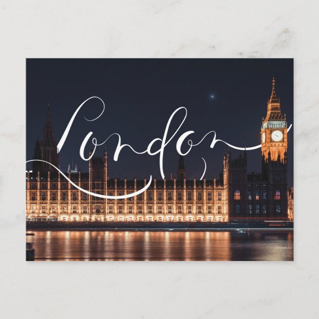 Carte postale Londres / Big Ben Calligraphy (Devant)