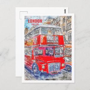 Carte Postale Londres Bus Angleterre célèbre Travel Place Waterc