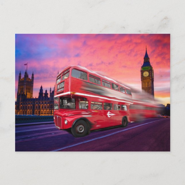 Carte Postale Londres Bus et Big Ben (Devant)