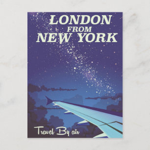 Carte Postale Londres depuis New York Affiche de vol vintage