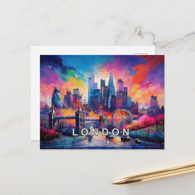 Carte Postale Londres, la grande fumée (Devant/Arrière en situation)