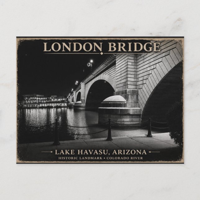 Carte Postale Londres Pont Black & White Night (Devant)