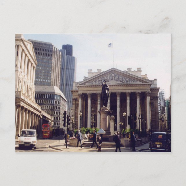 Carte Postale Londres, Royal Exchange et la Banque d'Angleterre (Devant)
