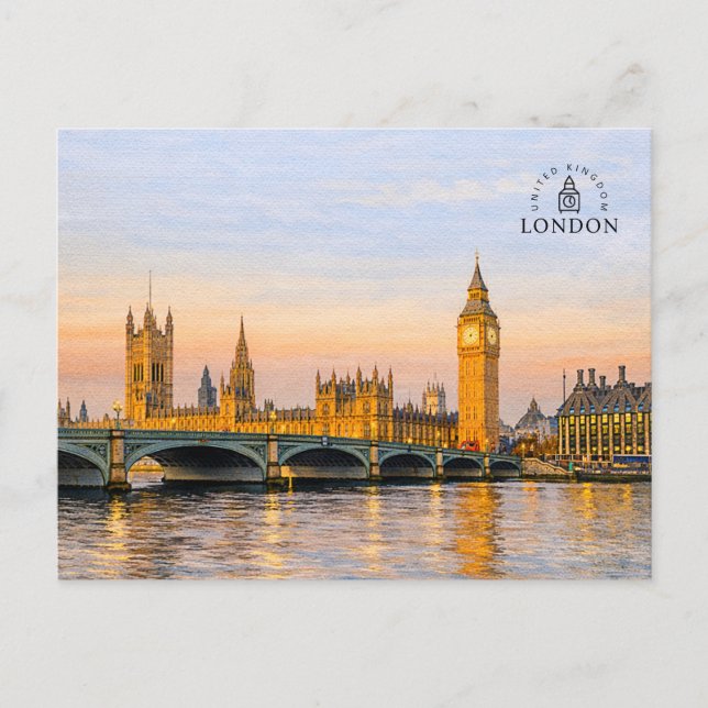 Carte Postale Londres, Royaume-Uni | Souvenir à l'aquarelle (Devant)