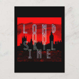 Carte Postale Londres skyline rouge noir