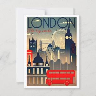 Carte Postale Londres The Big Smoke Travel Holiday Retro