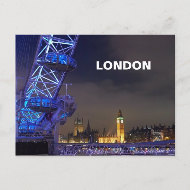 Carte Postale Londres UK Night Landcape London Eye View (Devant)