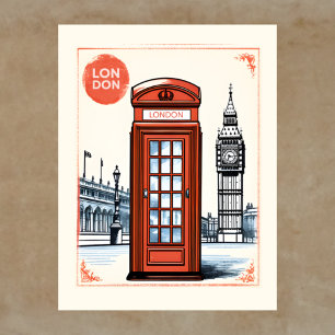 Carte Postale Londres UK Voyage Boîte Téléphonique Rouge & Big B